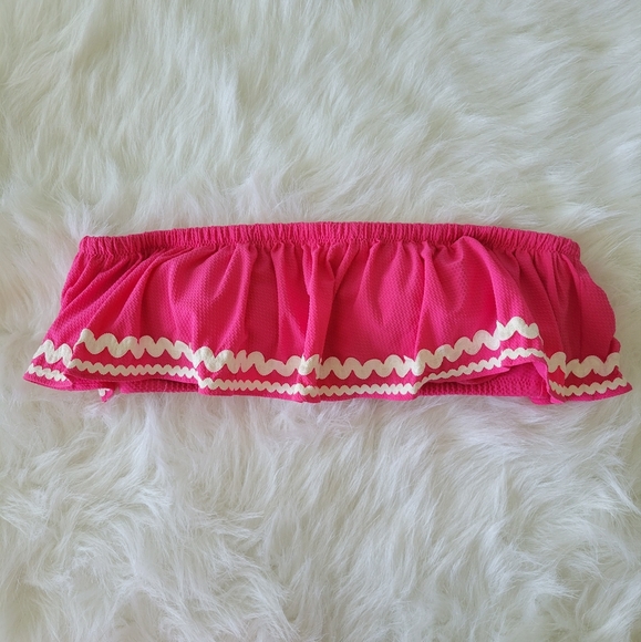 J. Crew Fiesta Ruffle High Waist 2 Piece Bikini Set S NWT Barbie Pink & White - Picture 3 of 14
